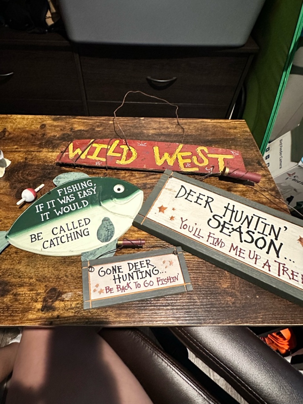 Rustic Fishing & Hunting Wall Sign Set - Fish & Wood Plaques